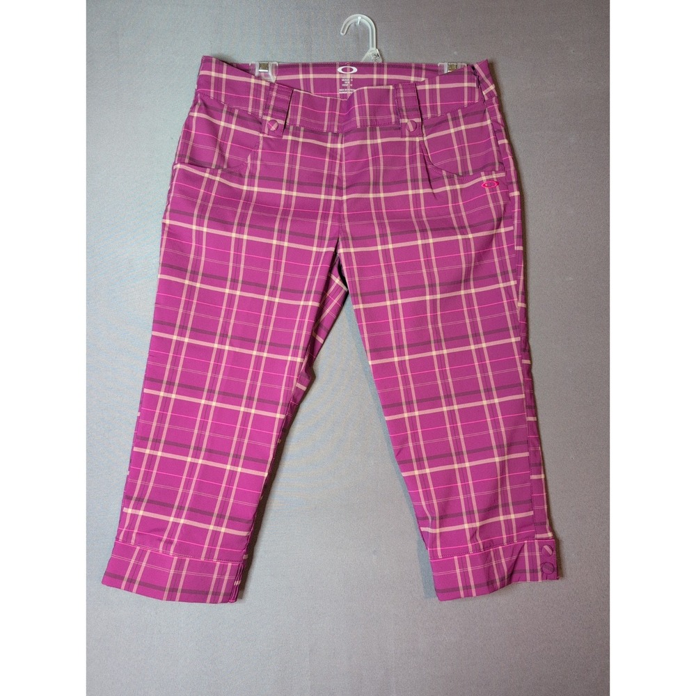Oakley Golf Pants Womens Plaid Capri Pants Pink Purple Size 8